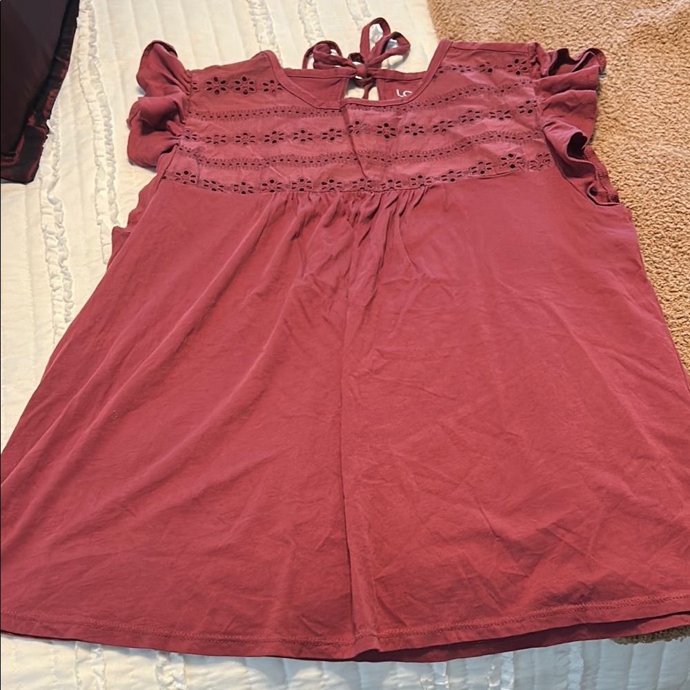 LOFT Rose Eyelet Detail Blouse